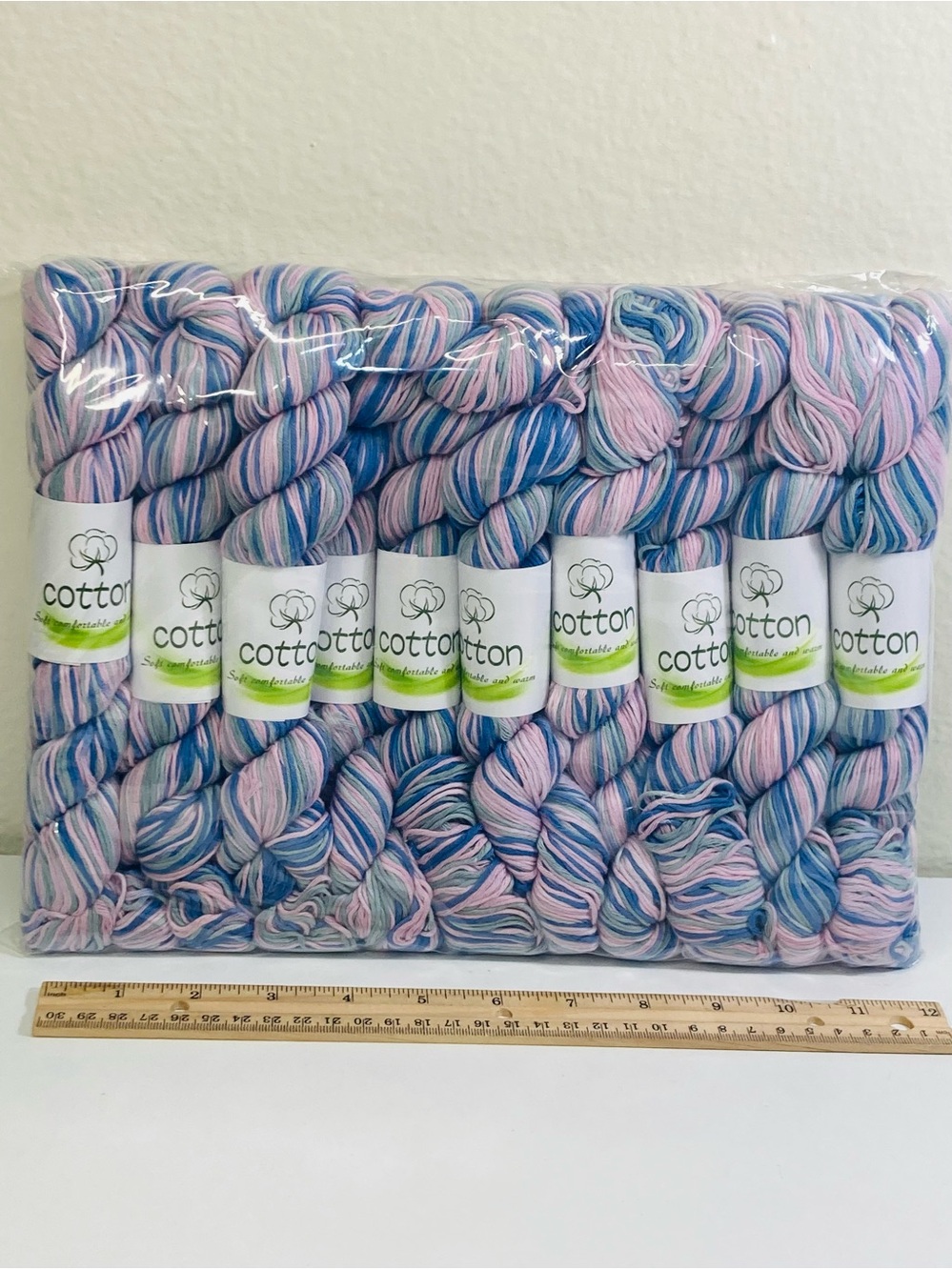 10 NEW (~500g total, ~50g ea.) 100% Cotton Variegated Hanks in Sea Anemone